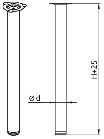 Опора для стола регулируемая Giff Rondella 60/820 матовый хром