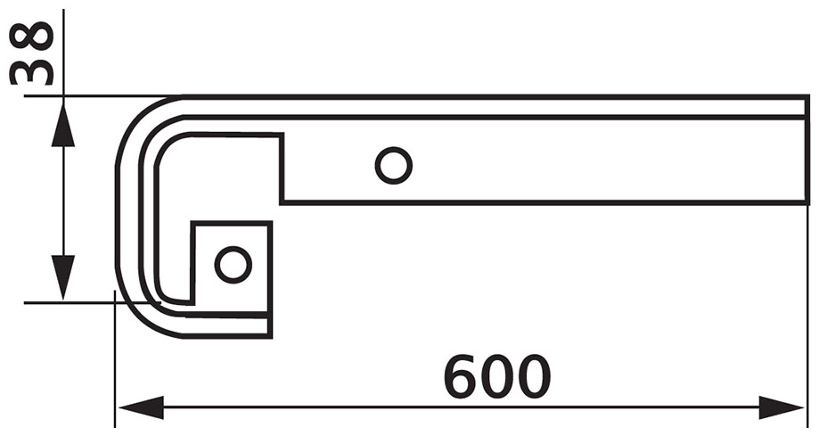 Стыковка столешницы FAB прямая U-закругленная 38×600 R4