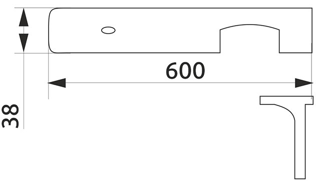Стыковка столешницы угловая U-закругленная Giff 38×600 R3