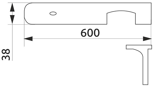 Стыковка столешницы угловая U-закругленная Giff 38×600
