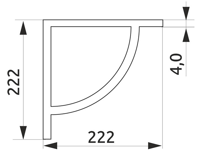 Консоль декоративная выпуклая Giff дуга L=222 хром