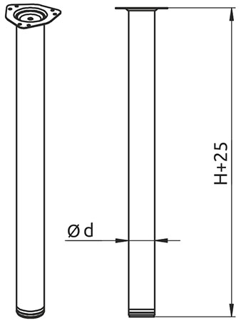 Опора для стола регулируемая Giff Rondella 60/1100 хром