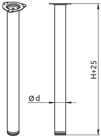 Опора для стола регулируемая Giff Rondella 60/1100 матовый хром